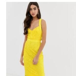 Paper Dolls Yellow Lace Dress Size 10 Special Occasion Wedding Guest Elegant